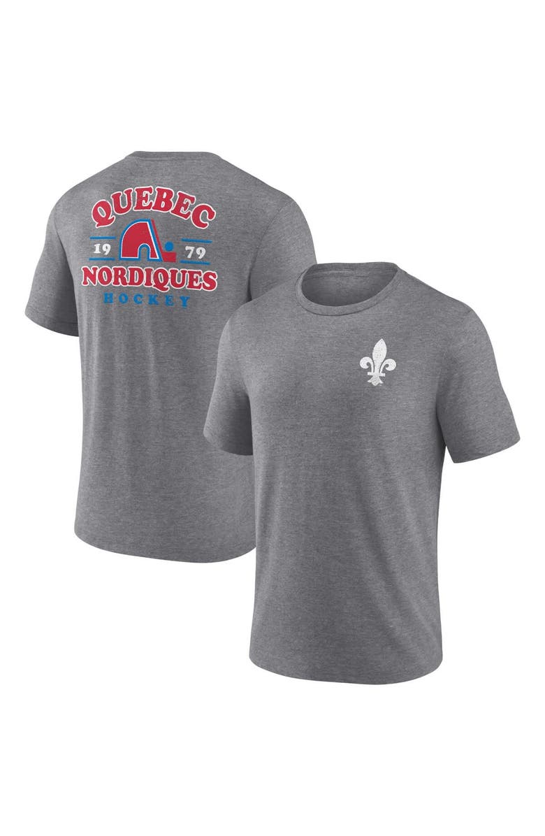 FANATICS Men's Fanatics  Heather Gray Quebec Nordiques Vintage Hockey Winger Tri-Blend T-Shirt, Main, color, 