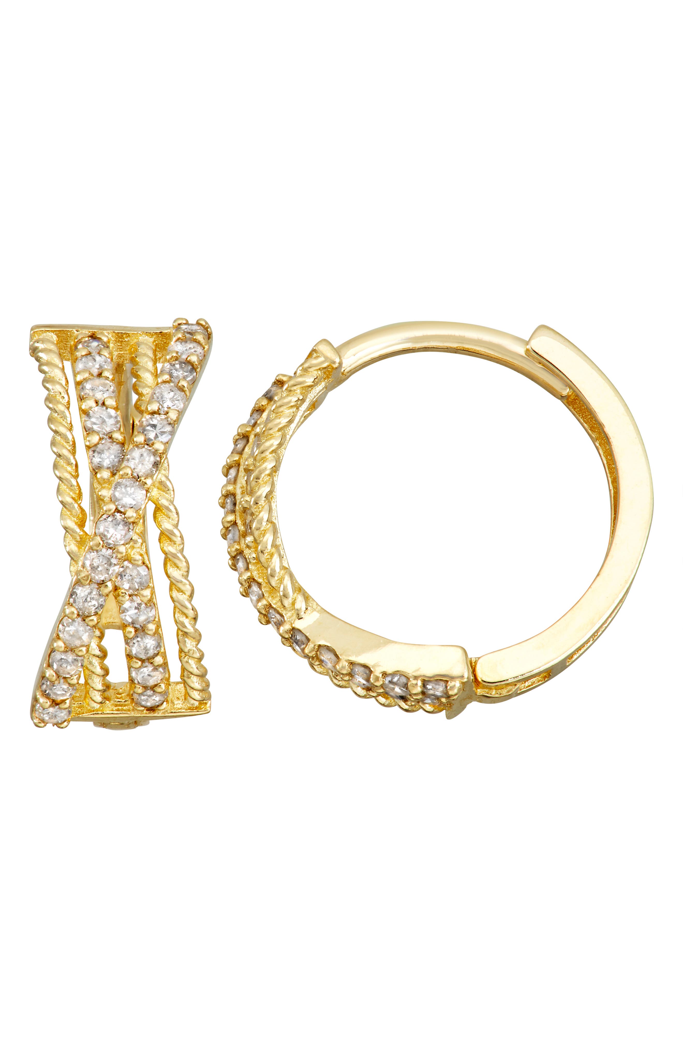 10K Gold Diamond Huggie Hoop Earrings