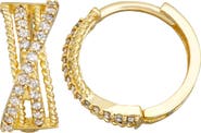 FZN 10K Gold Diamond Huggie Hoop Earrings