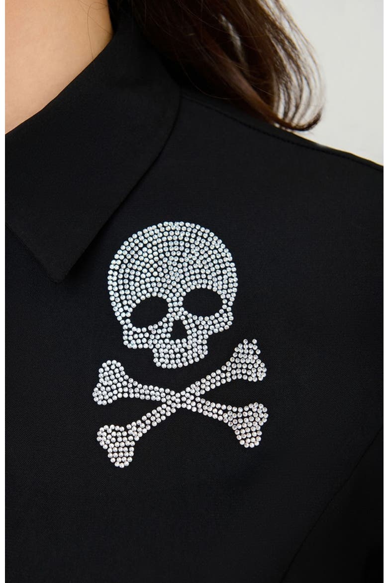 1940s Shirt Dress, Alternate, color, Black & Rhinestone Skull