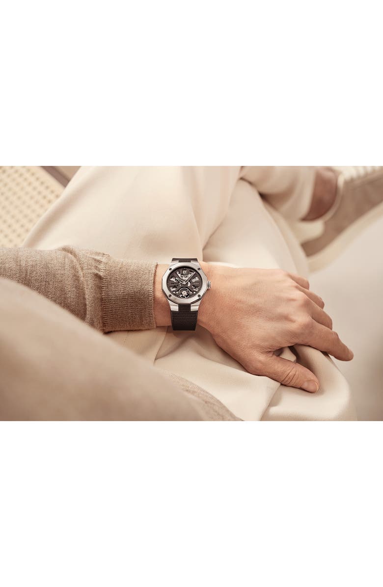 Baume & Mercier Riviera 10721 Skeleton Rubber Strap Automatic Watch, 42mm, Alternate, color,