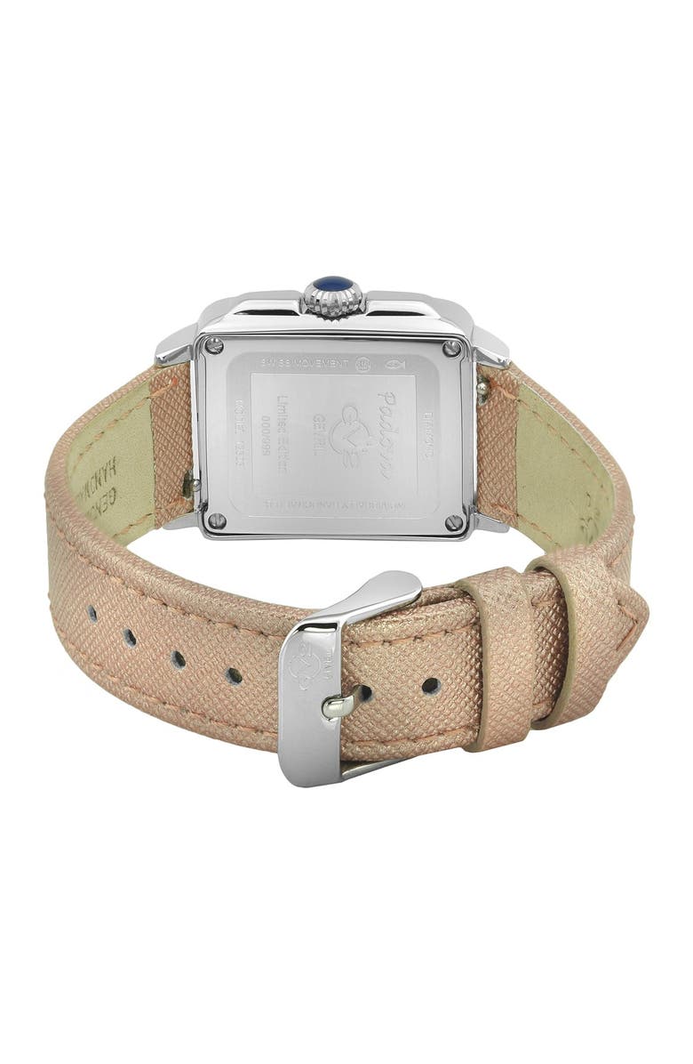 GV2 Womens Padova Swiss Diamond Rectangle Leather Watch, 28.5mm - 0.014 ctw, Alternate, color, 