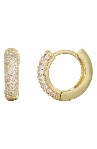 Cubic Zirconia Chubby Huggie Hoop Earrings