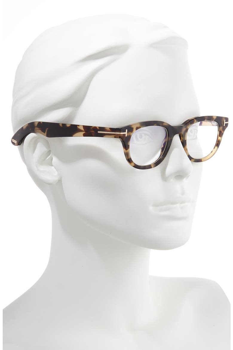 46mm Blue Light Blocking Glasses, Alternate, color, SHINY HAVANA/ ROSE GOLD