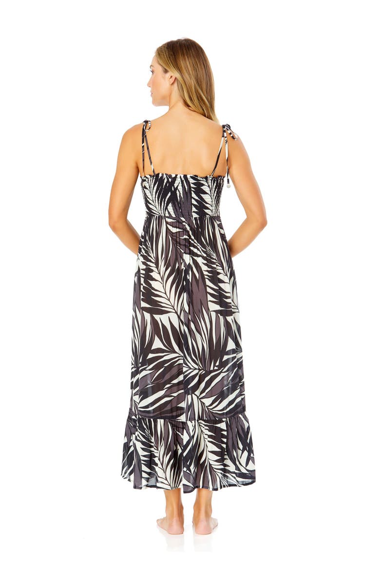 Women's Palm Chic Smocked Shoulder Tie Dress Cover Up, Alternate, color, Palm Chic