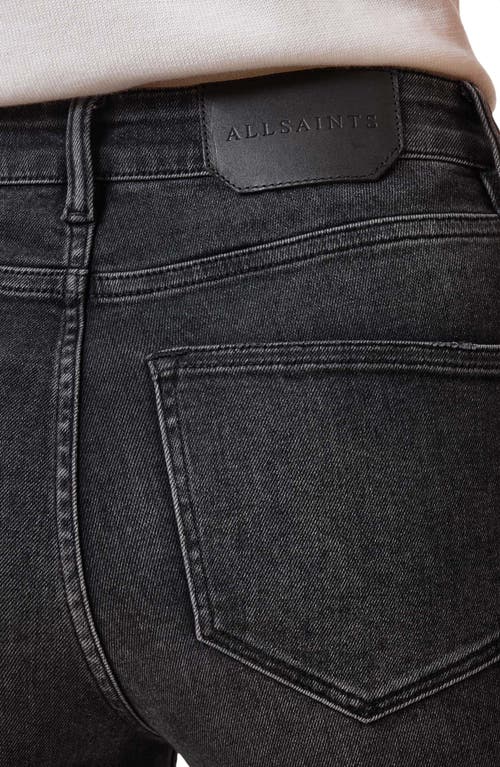 Shop Allsaints Miller Pushup Raw Hem Skinny Jeans In Washed Black