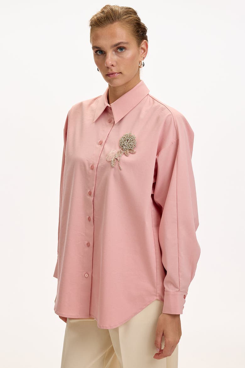 Jaelyn Embellished Long Sleeve Shirt, Alternate, color, LIGHT PINK