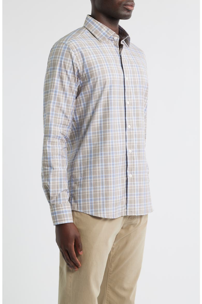 Canclini Regular Fit Plaid Cotton Poplin Button-Up Shirt, Alternate, color, KHAKI