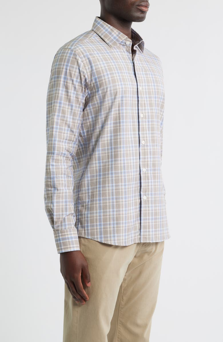 Scott Barber Canclini Regular Fit Plaid Cotton Poplin Button-Up Shirt, Alternate, color, Khaki