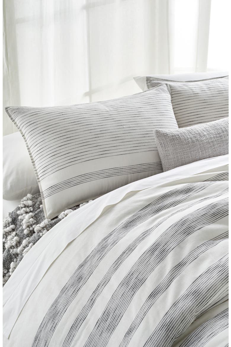 Pure Woven Stripe Duvet, Alternate, color, IVORY/ BLACK