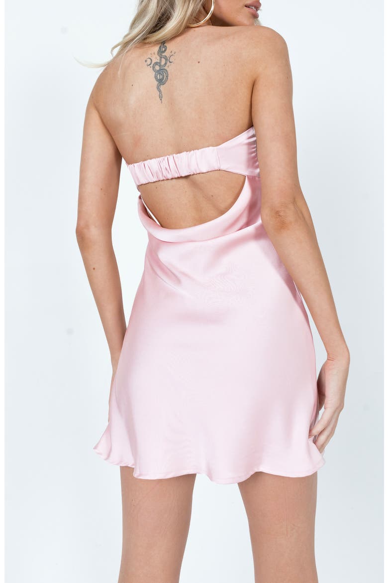Phillipa Foldover Strapless Satin Minidress, Alternate, color, PINK