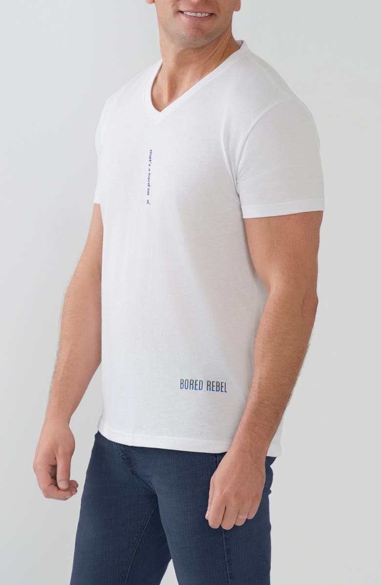 BORED REBEL That's a Hard No V-Neck Graphic Undershirt, Alternate, color, White