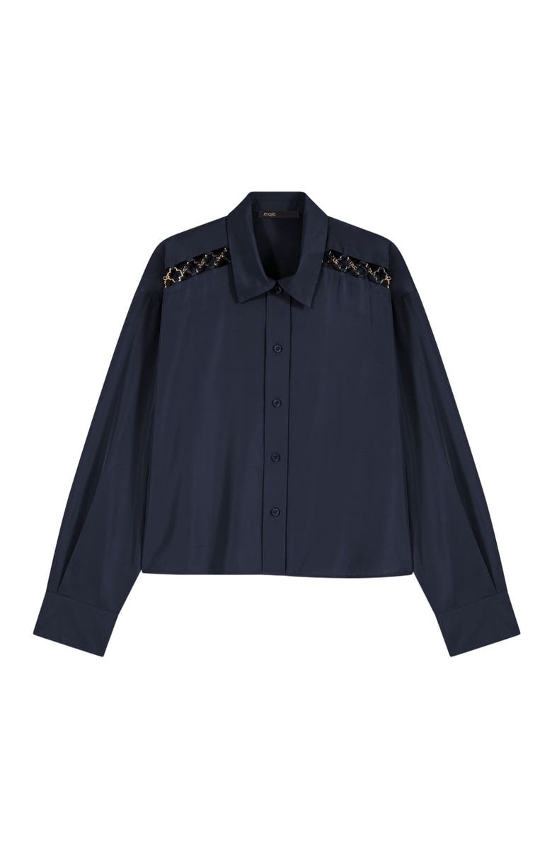 maje Openwork shirt, Alternate, color, 