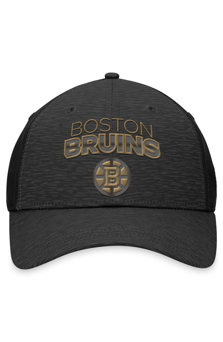 FANATICS Men's Fanatics Branded Black Boston Bruins Authentic Pro Road Stack Logo Flex Hat, Alternate, color,
