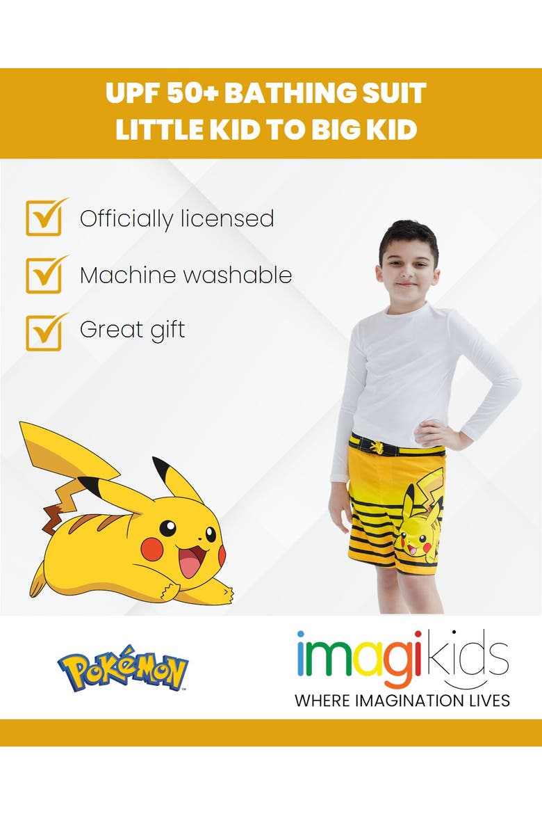 Swimwear Swim Trunks, Alternate, color, Pikachu Yellow Black