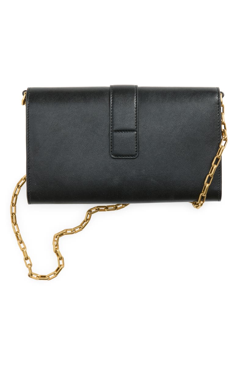 Burberry Rider Leather Wallet on a Chain, Alternate, color, Black