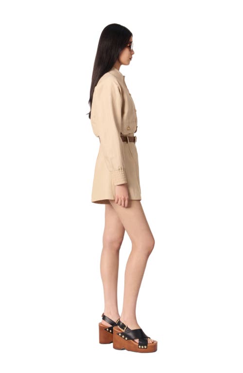 Maje Linen And Cotton Shorts With Darts In Beige