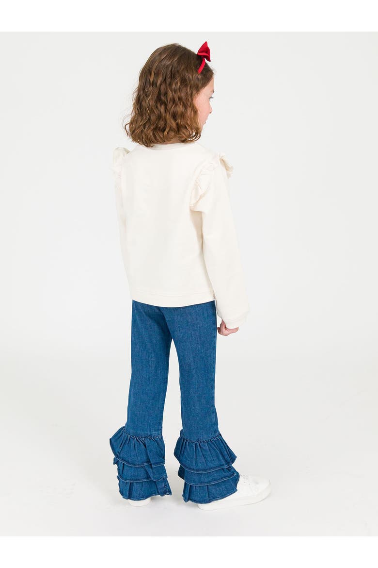 Girls Denim Flare Pants, Alternate, color, Medium Wash