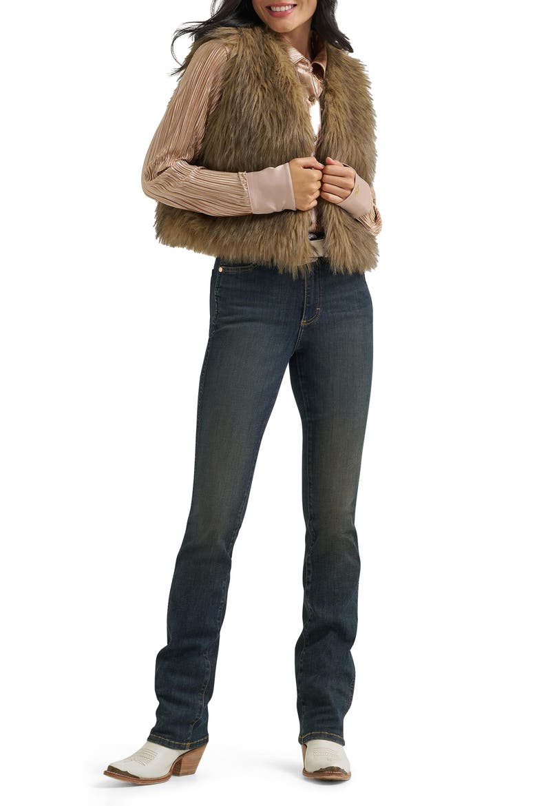 Faux Fur Vest, Alternate, color, BROWN