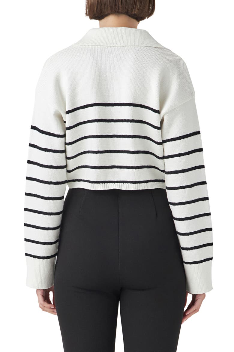 Stripe Cotton Blend Crop Sweater, Alternate, color, CREAM/ BLACK