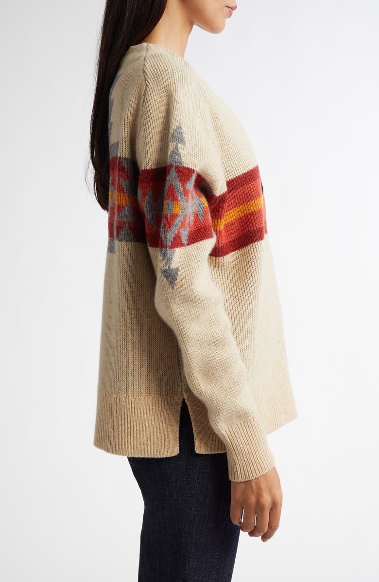 Pendleton Chest Stripe Oversize Lambswool Blend Cardigan, Alternate, color,