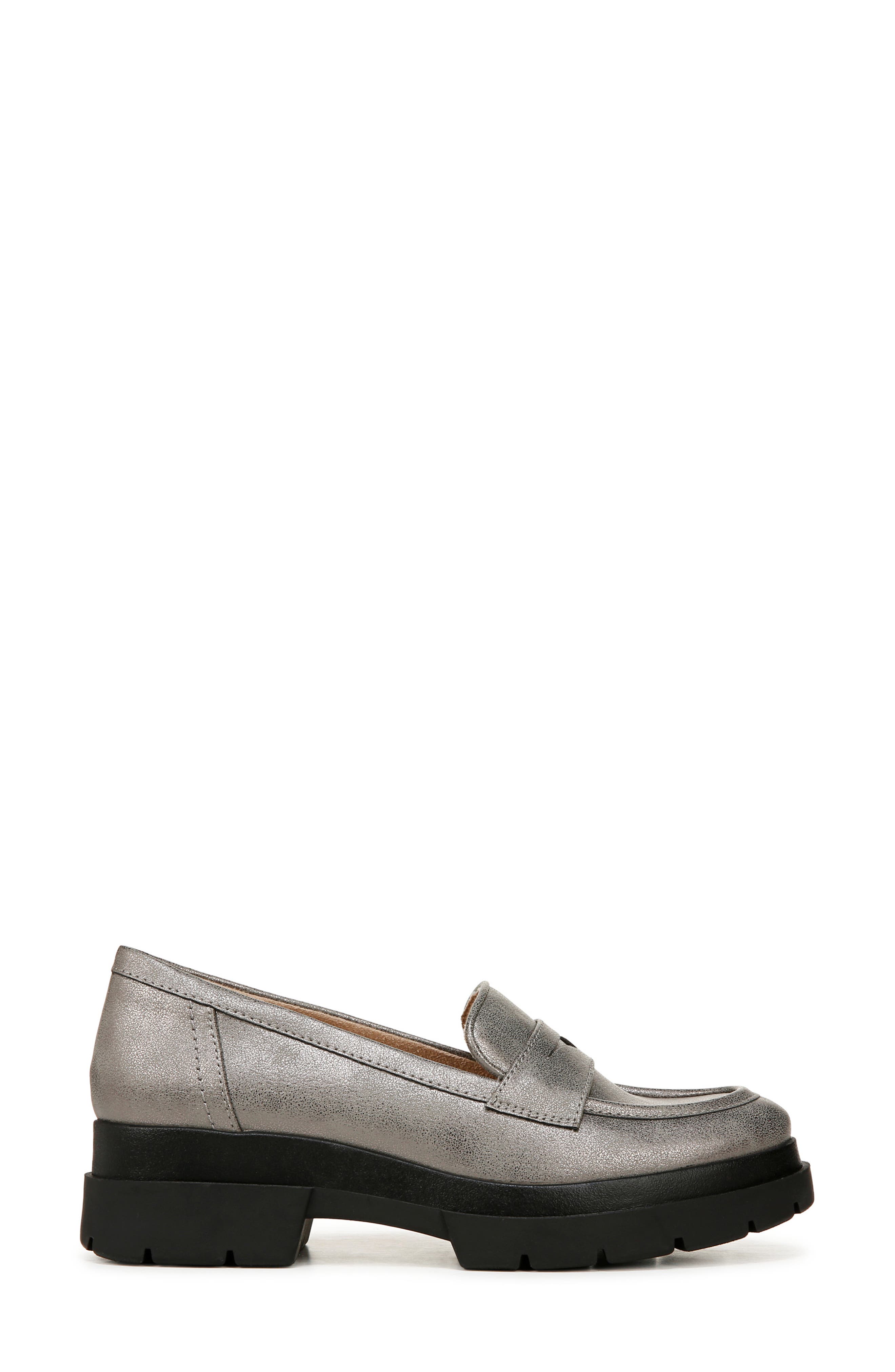 SOUL NATURALIZER Ophelia Lug Sole Penny Loafer, Alternate, color, Pewter Faux Leather