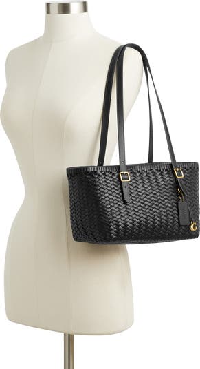 COACH Woven Leather Swing Tote | Nordstrom