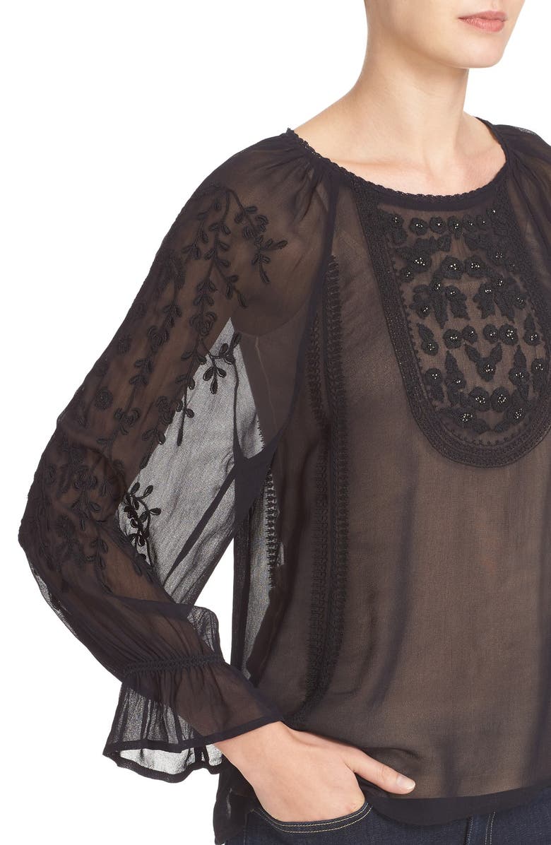 Joie Metta Embroidered Peasant Blouse, Alternate, color,