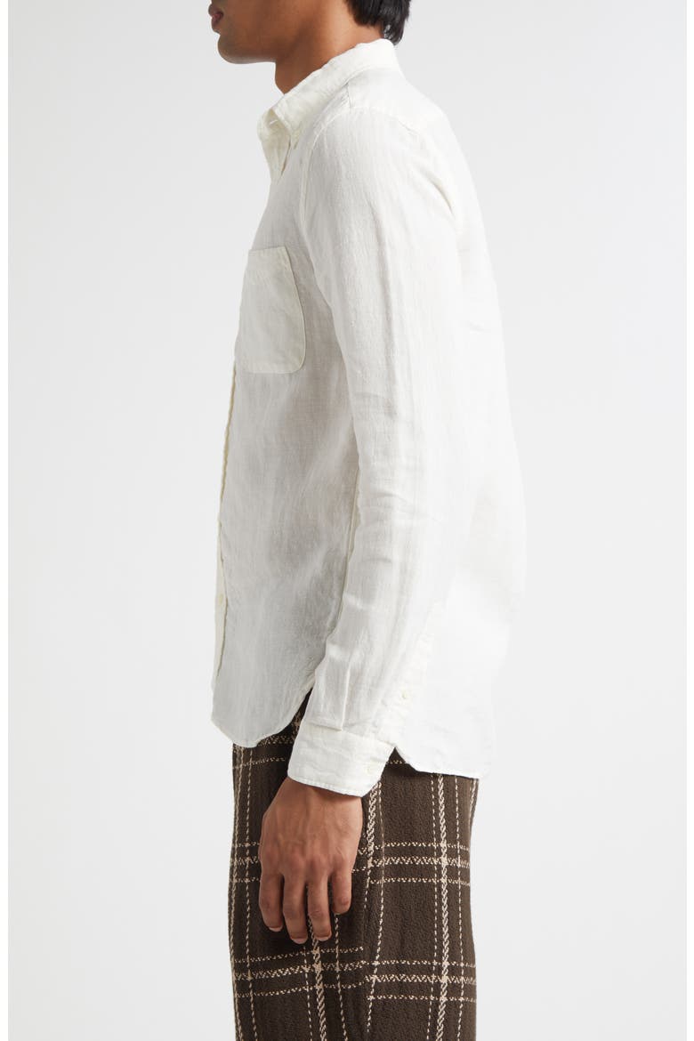 Linen Chambray Button-Down Shirt, Alternate, color, WHITE