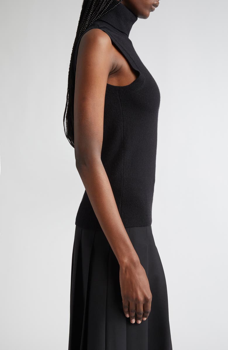 Michael Kors Collection Sleeveless Cashmere Turtleneck Sweater, Alternate, color, Black