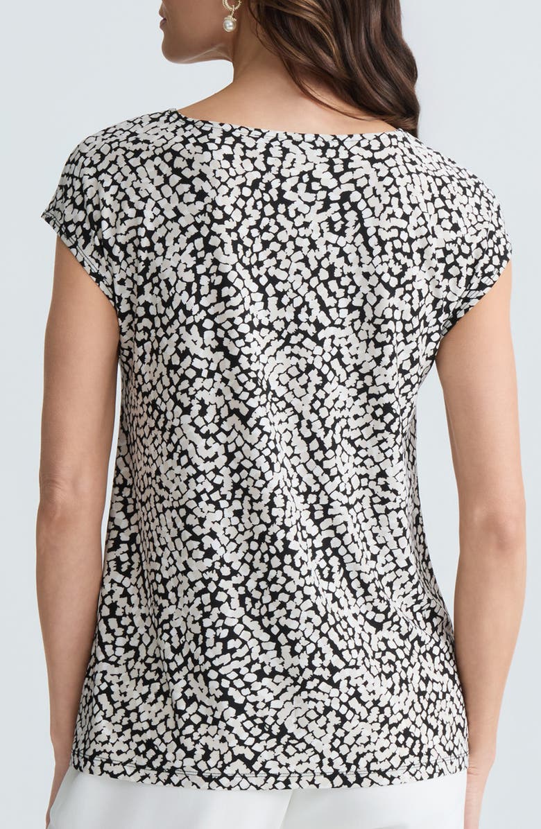 KASPER Dot Print Scrunch Neck Knit Top, Alternate, color, 