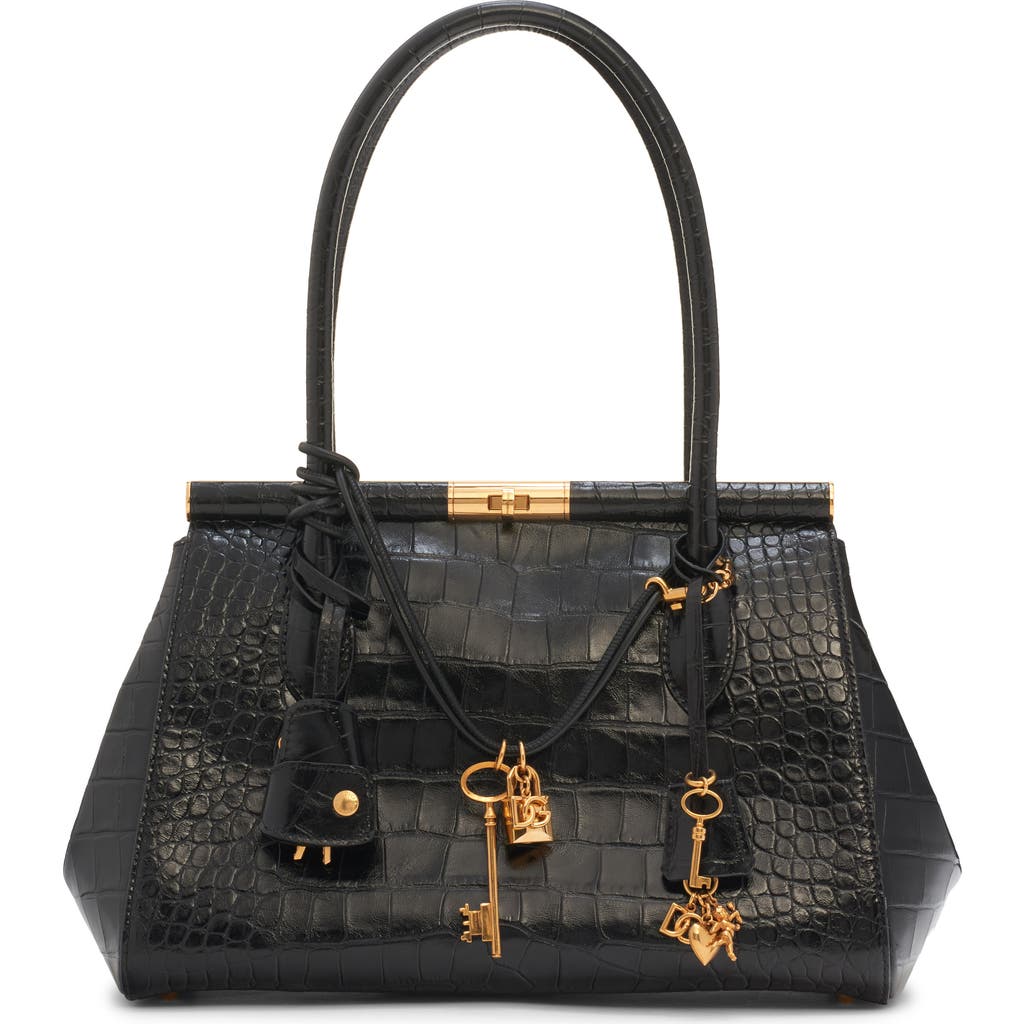 Dolce & Gabbana Dolce&gabbana Marlene Everyday Croc Embossed Bag In Nero