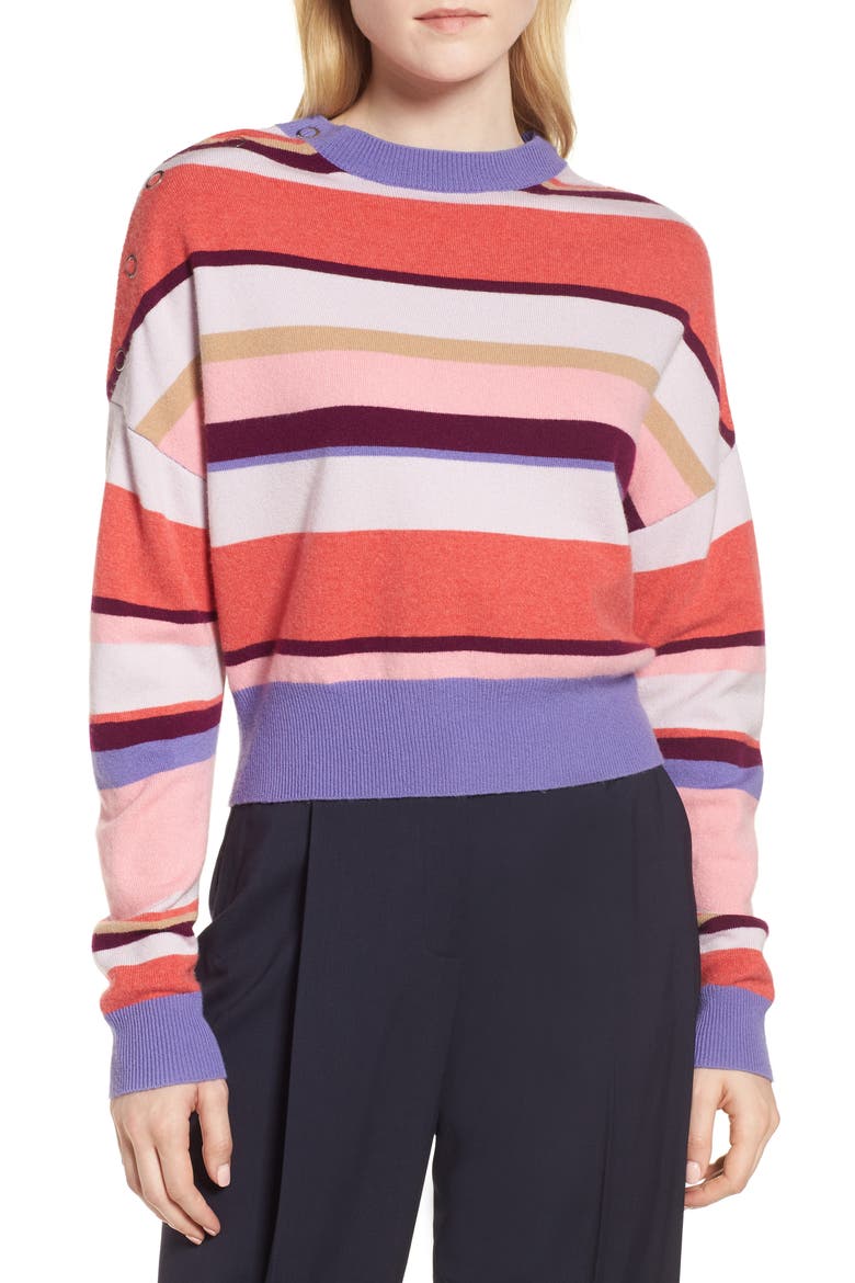 Stripe Cashmere Blend Sweater, Main, color, PINK PARADISE SANNA STRIPE