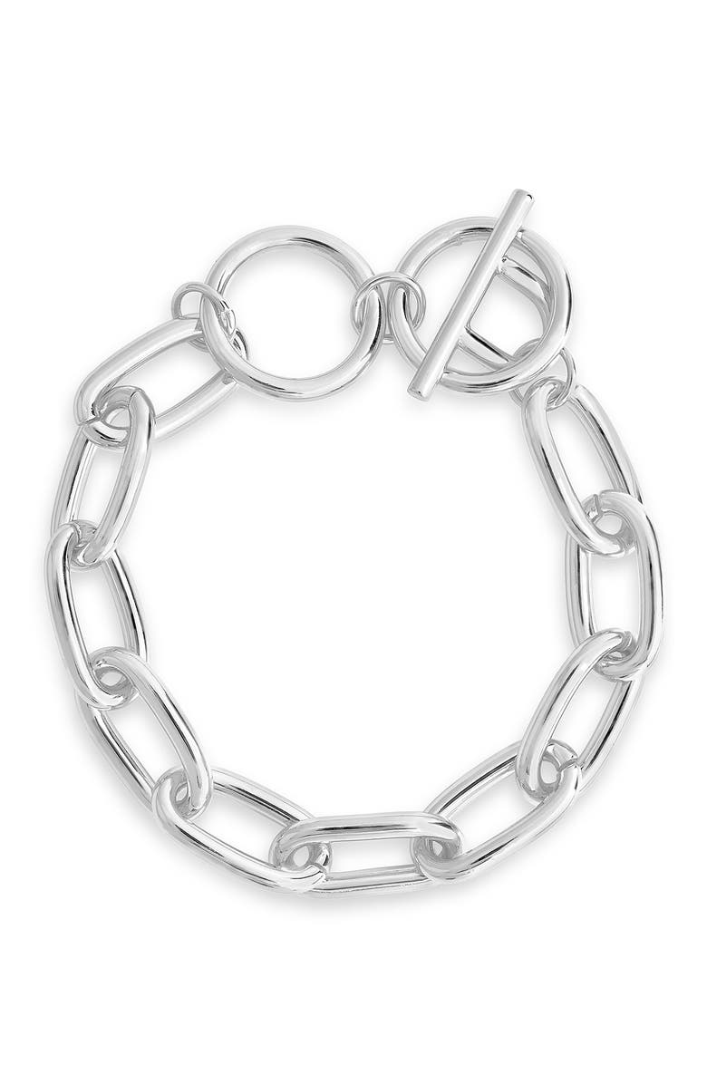 Sterling Forever 14K Gold Plated Linked Bracelet, Main, color, Silver