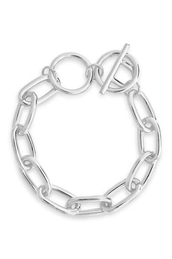 Sterling Forever 14k Gold Plated Linked Bracelet In Silver