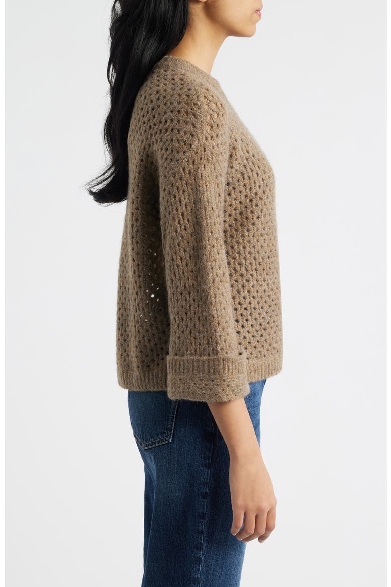 Open Stitch Cuffed Sweater, Alternate, color, TOASTED BUCKWHEAT