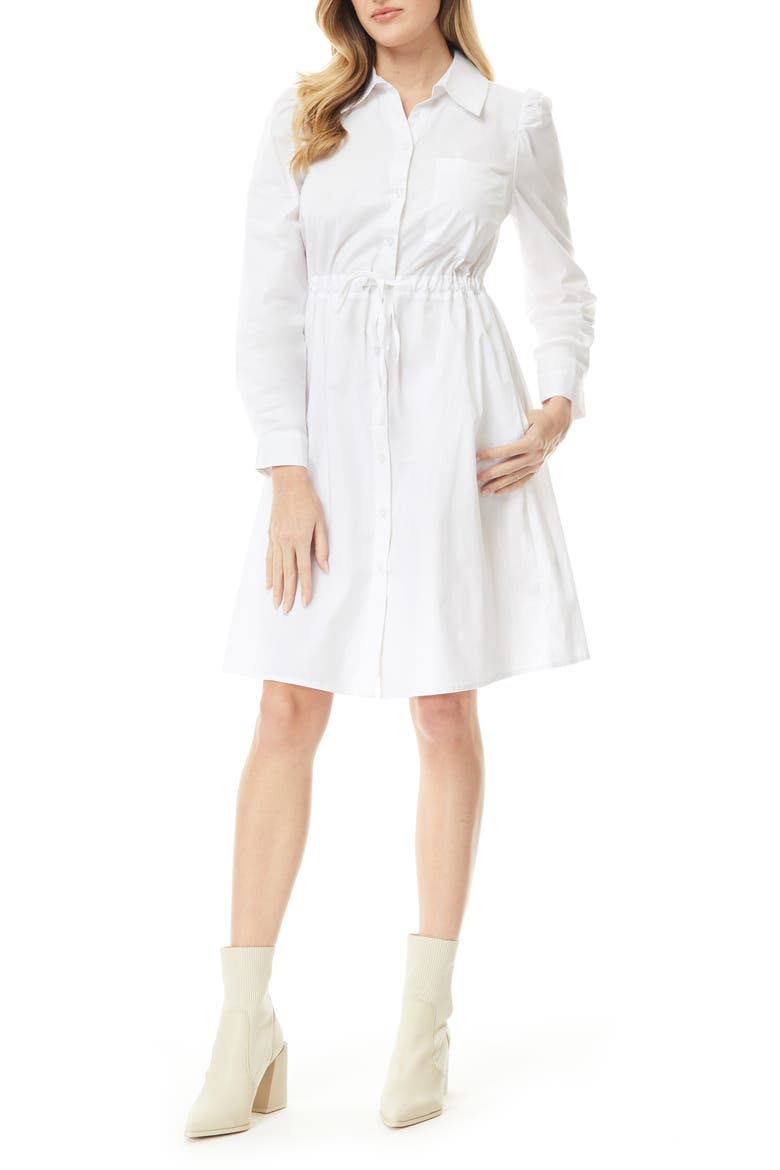 Adira Long Sleeve Poplin Minidress, Main, color, BRIGHT WHITE