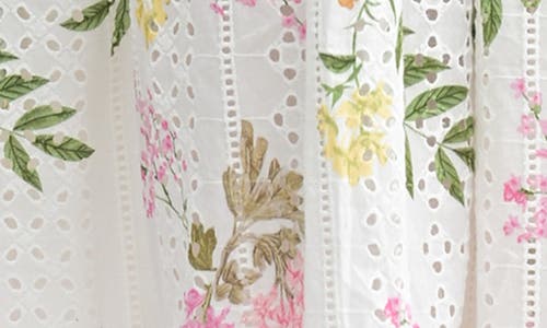 Mila Mae Eyelet A-line Midi Dress In White Multi Floral