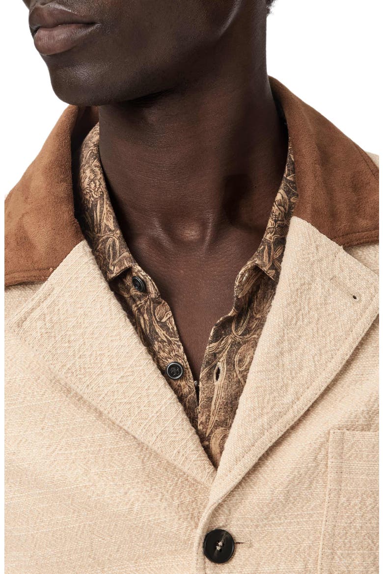 Barnes Cotton Jacket with Suede Collar, Alternate, color, LIGHT KHAKI
