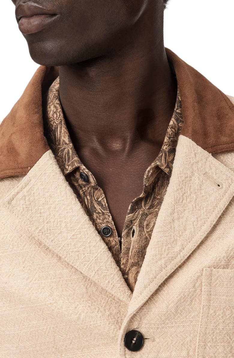 John Varvatos Barnes Cotton Jacket with Suede Collar, Alternate, color, Light Khaki