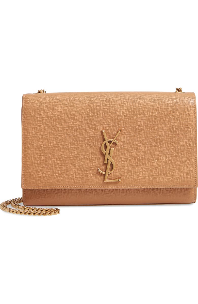 Saint Laurent Medium Kate Pebbled Calfskin Shoulder Bag, Main, color,