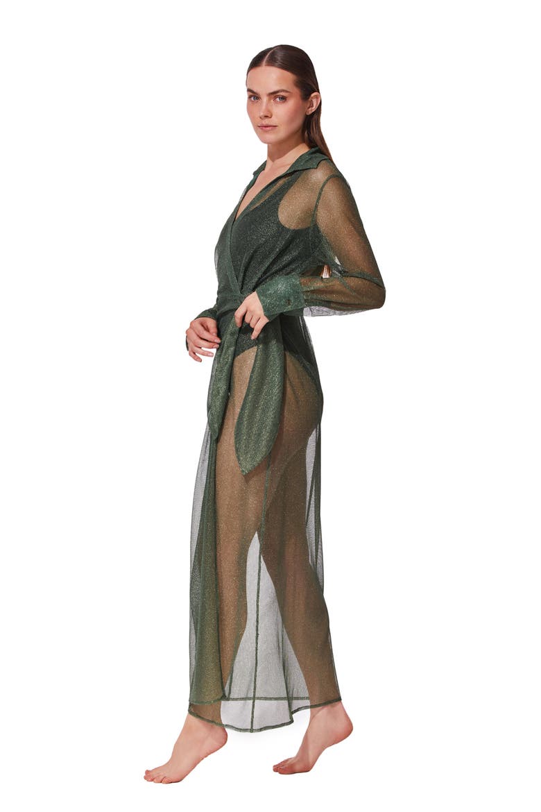 Pretty Women Mesh Wrap Dress Cover-Up, Alternate, color, Green