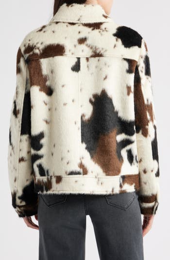 Cow Print Faux Fur Jacket