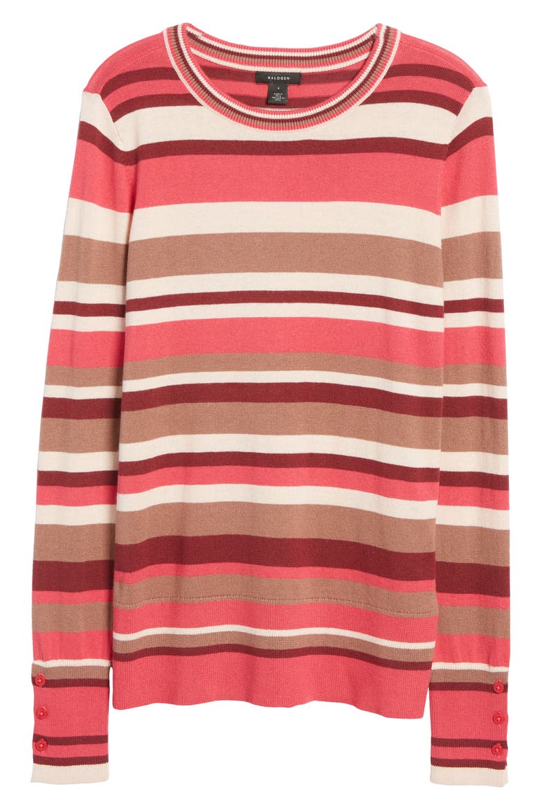 Crewneck Sweater, Alternate, color, PINK MULTI STRIPE