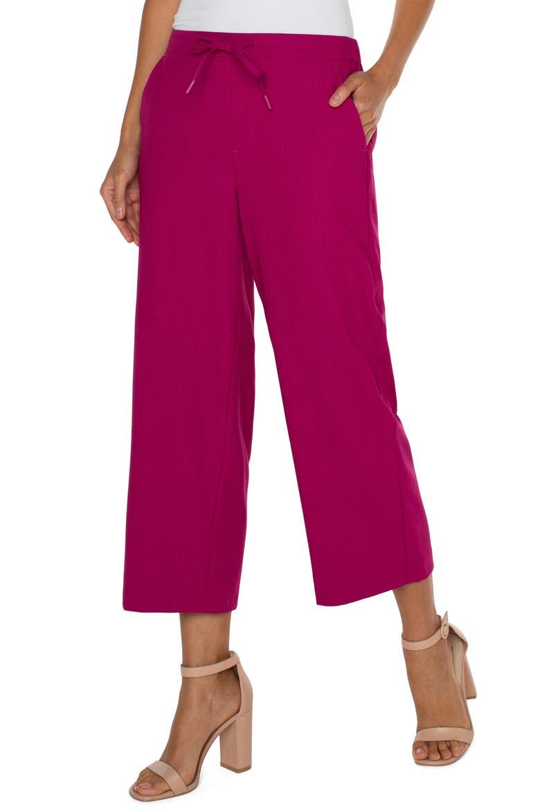 Pull-On Wide Leg Crop Pants, Alternate, color, FUCHSIA KISS