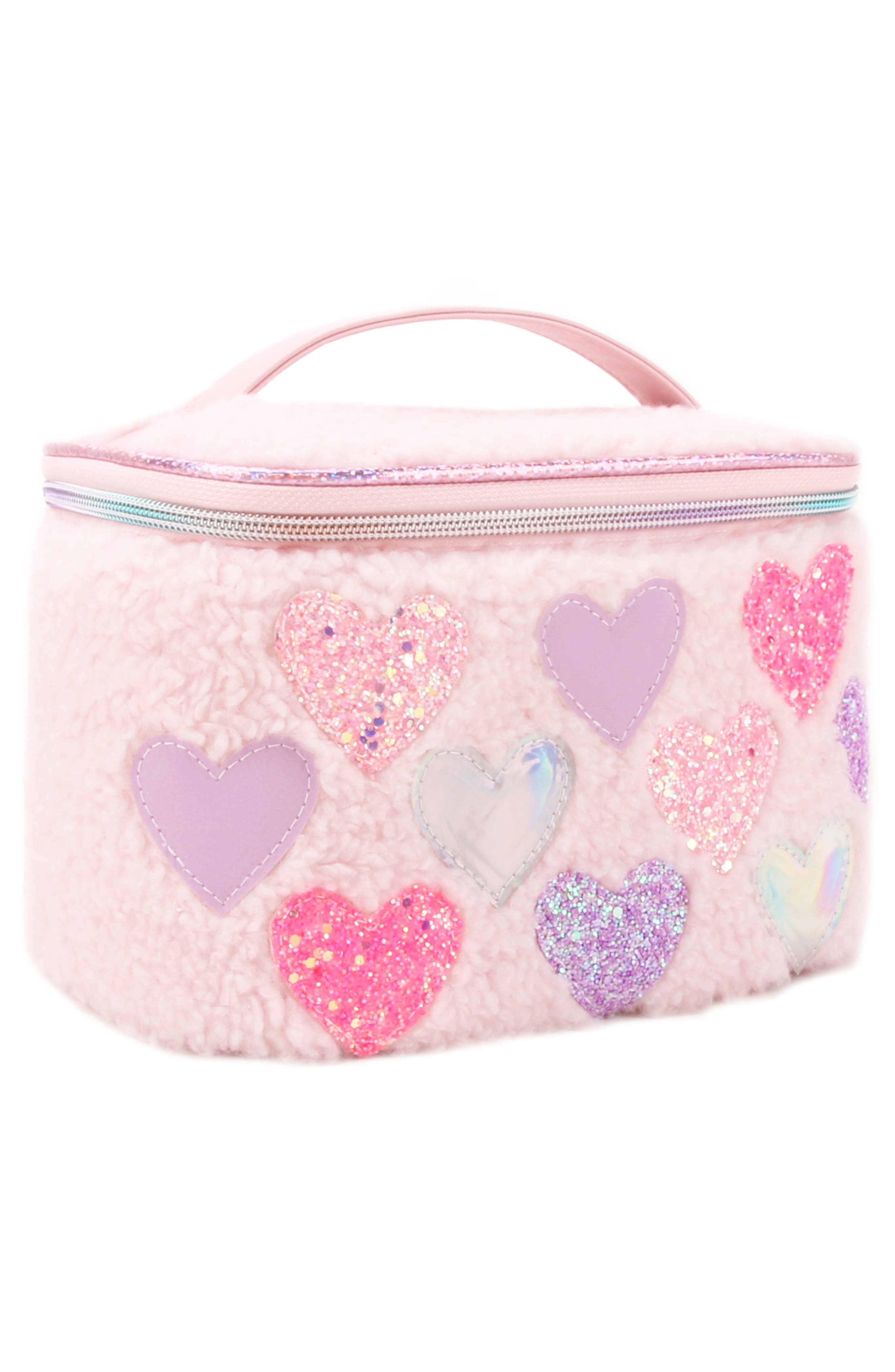 OMG Accessories Kids' Heart Faux Fur Train Case, Alternate, color, 