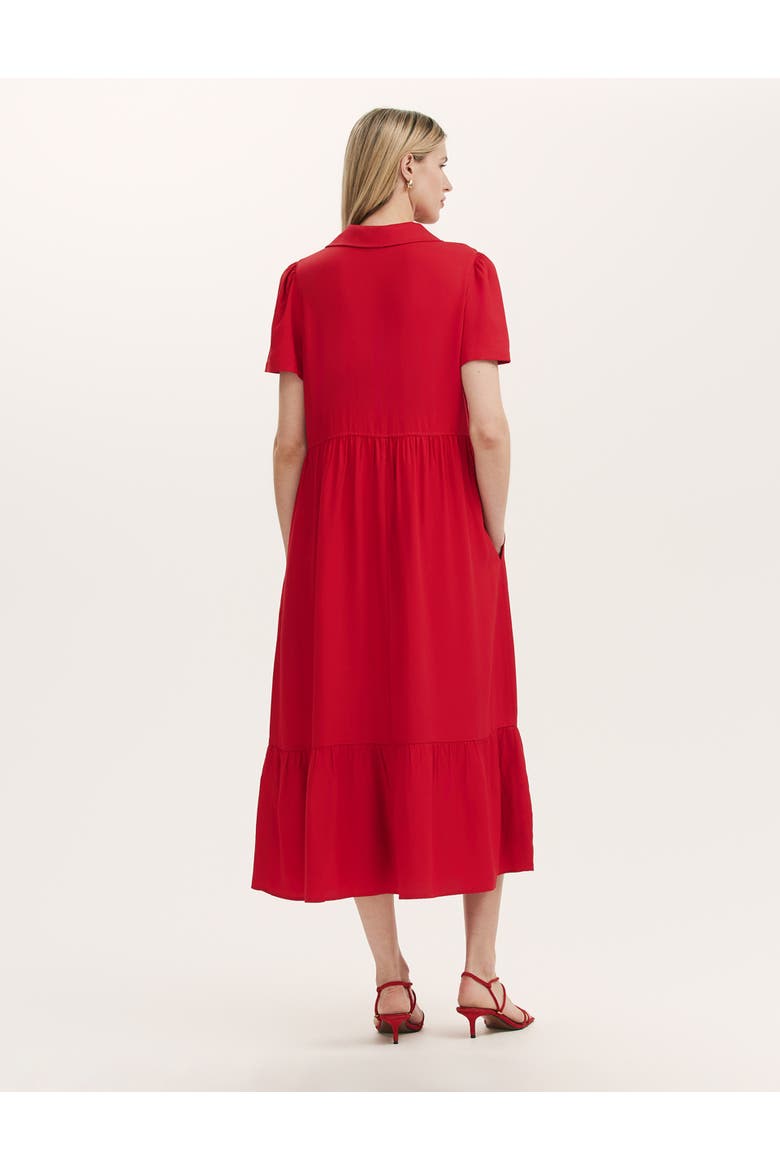 Orion Zip Front Midi Shirt Dress, Alternate, color, Red