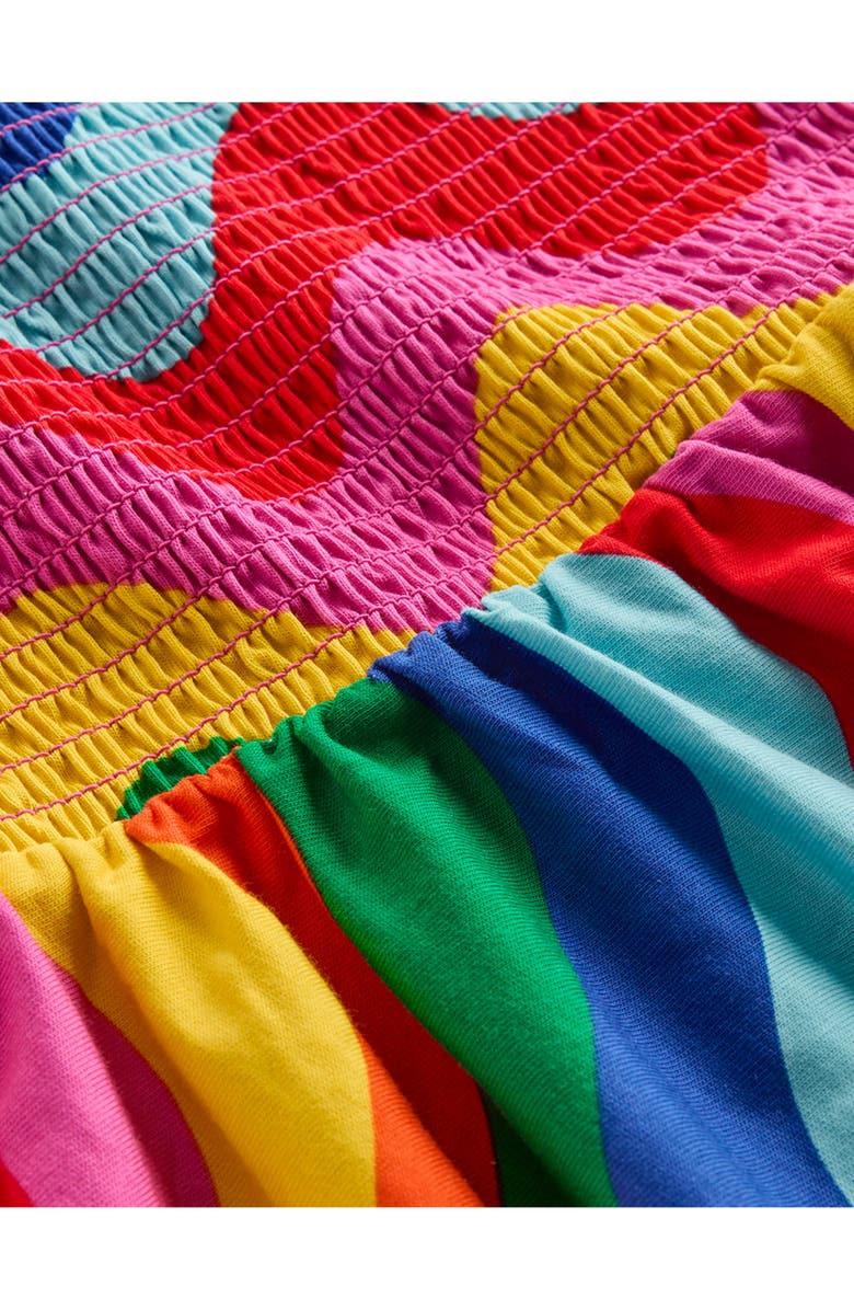 Mini Boden Kids' Willa Smocked Cotton Jersey Sundress, Alternate, color, Multi Wave Stripe