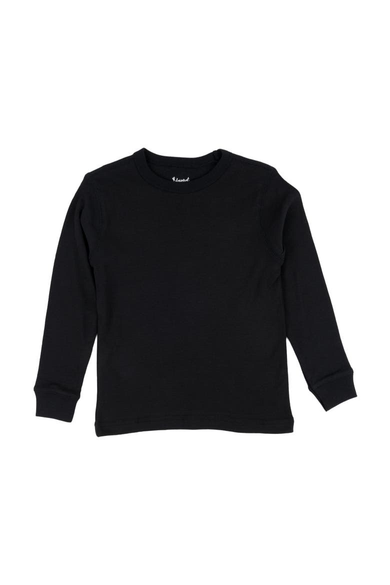Kids Long Sleeve T-Shirt, 100% Cotton, Solid Colors, Main, color, BLACK
