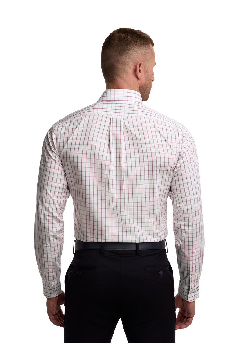 Cotton Buttondown Collar Poplin Tailored Contrast Trim Button Cuff Long Sleeve, Alternate, color, Navy/Pink